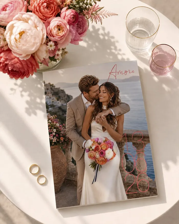 Presentatie van de cover van het trouwmagazine van bruidspaar I&D op Mallorca