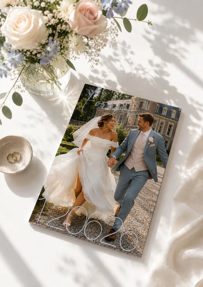 Presentatie van de cover van het trouwmagazine van bruidspaar M&C
